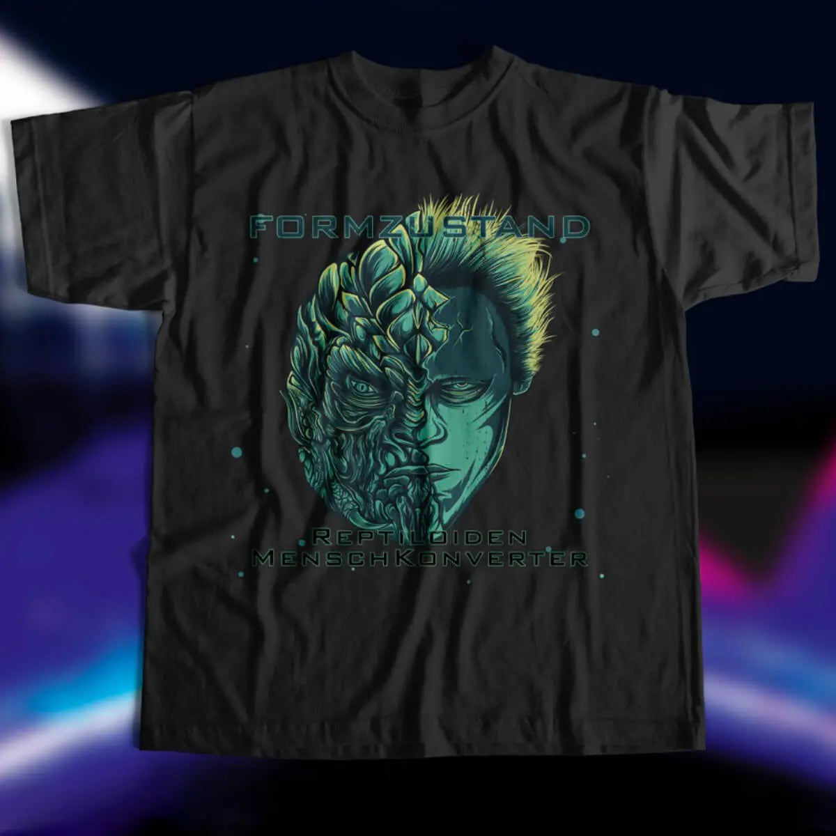 Formzustand - Reptiloiden MenschKonverter Synthwave T-Shirt Size M Limited Edition